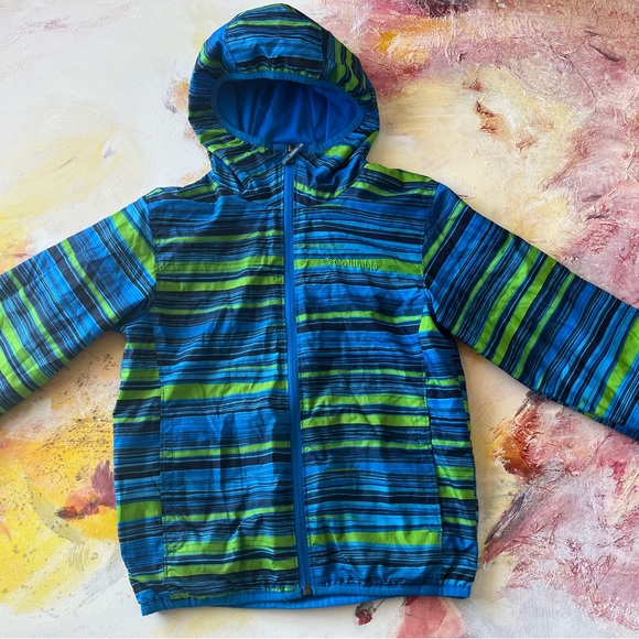 Blue/Green Boys Omni-Wick rain jacket - Picture 3 of 4